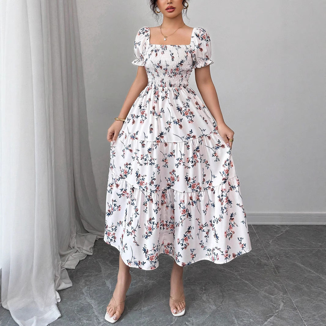 Damen Maxi Kleid mit floralem Rüschendesign Shopnory