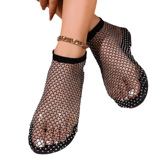 Damen Netz-Sandalen mit funkelnden Akzenten