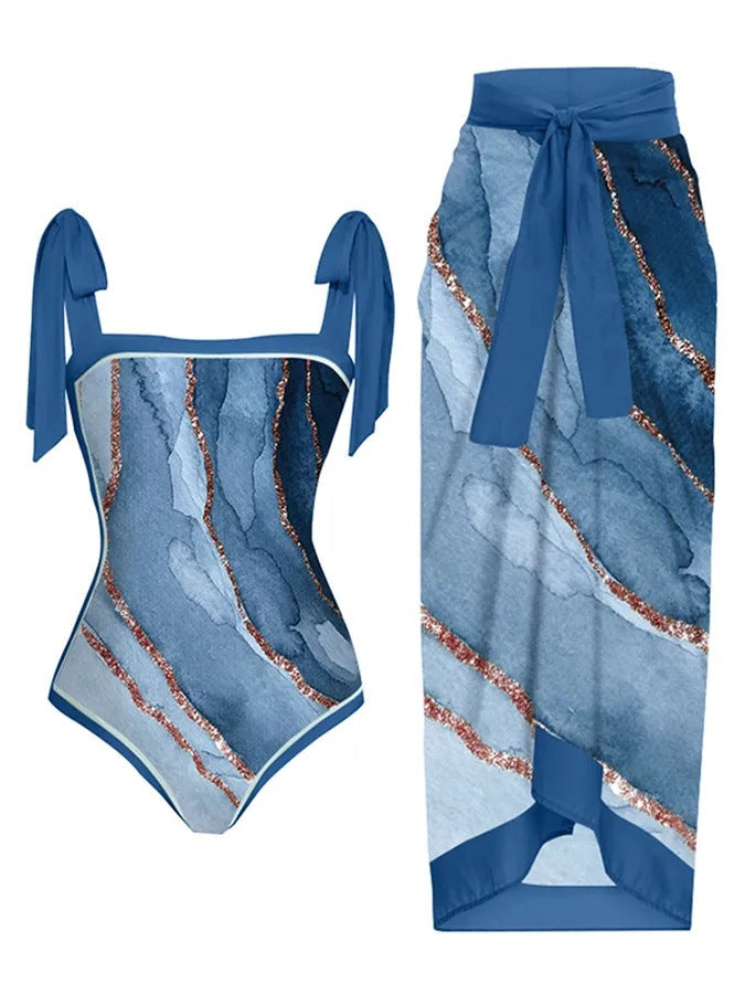 Damen Bademode-Set mit stilvollem Wickelrock Shopnory