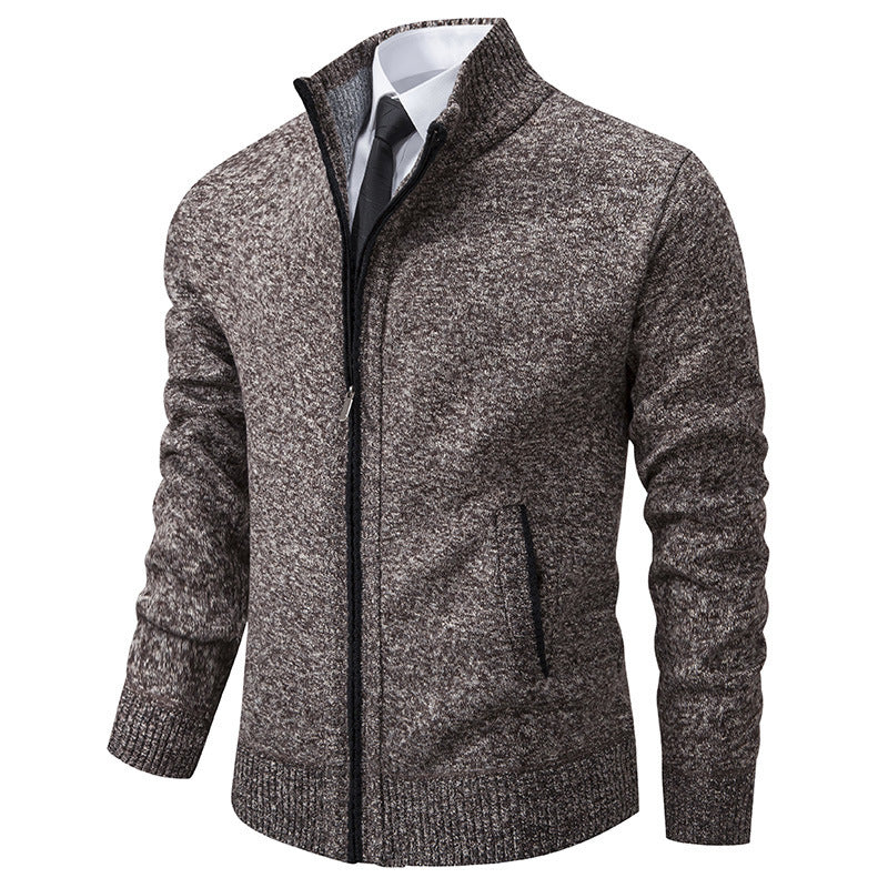 Herren sportliche Strickjacke mit Stehkragen und Reißverschluss