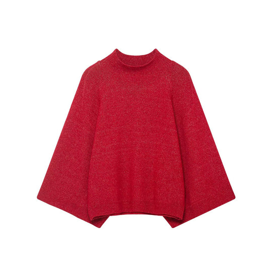 Damen Weicher Cape-Pullover mit weitem Fall und Stehkragen aus Glitzergarn Shop Nory