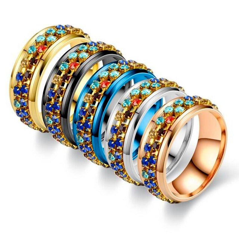 Damen Ring mit funkelndem, mehrfarbigem Zirkonia-Besatz Shop Nory