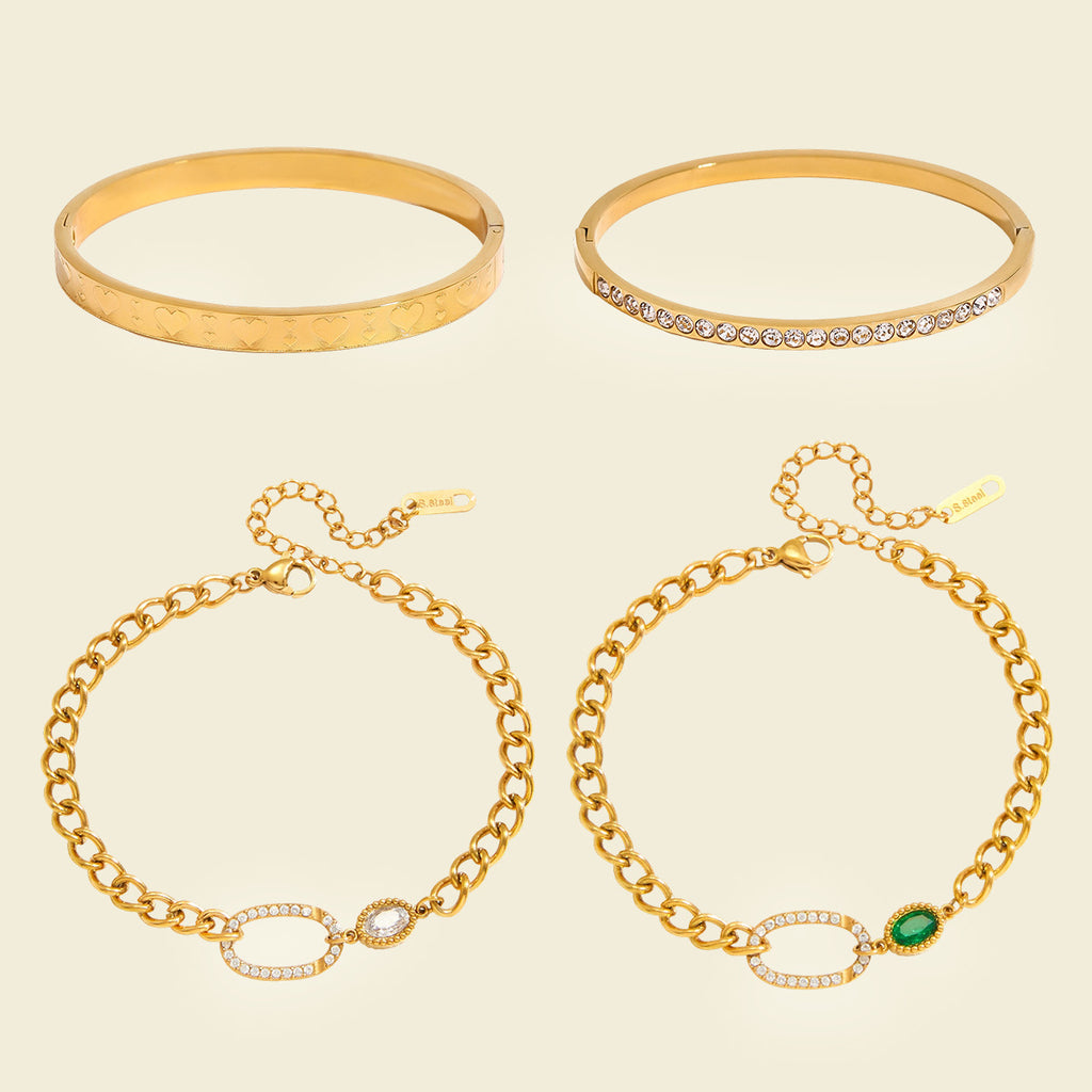 Damen Armreif mit gravierten Herzmotiven und hypoallergener Edelstahlverarbeitung Shop Nory