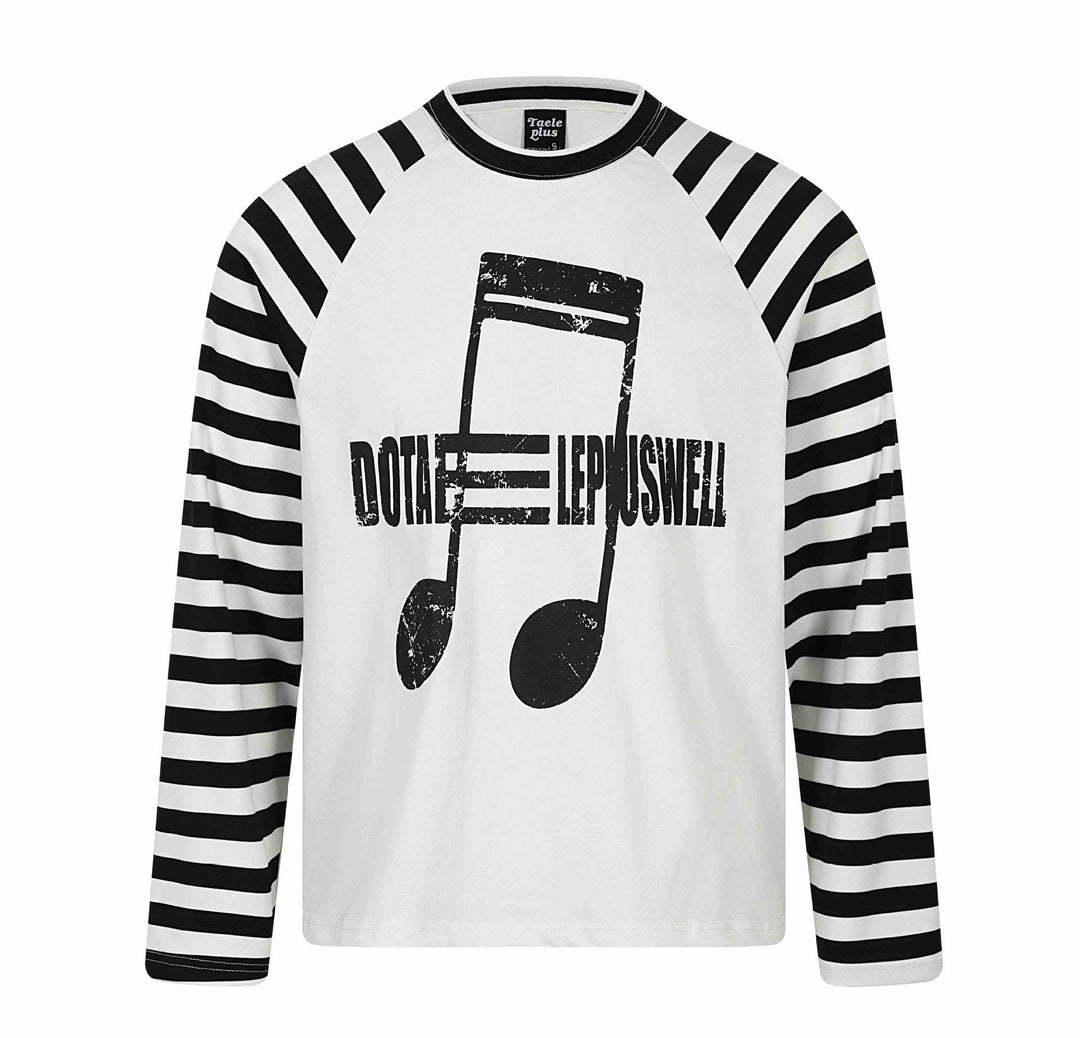 Unisex Langärmliges Raglan-Longsleeve mit Musik‑Print und gestreiften Ärmeln Shop Nory