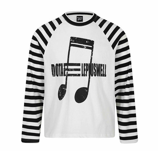 Unisex Langärmliges Raglan-Longsleeve mit Musik‑Print und gestreiften Ärmeln Shop Nory