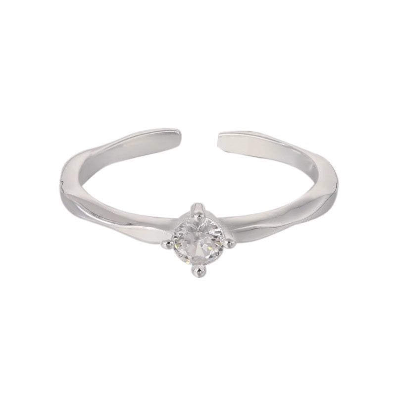 Damen Zierlicher Solitär Ring mit funkelndem Zirkonia Shop Nory