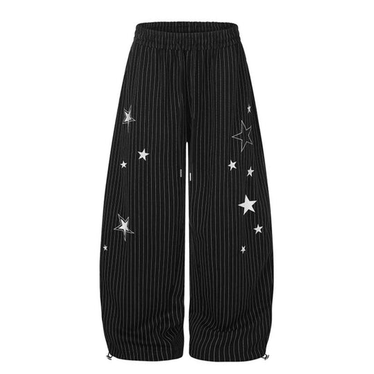 Damen Weite Palazzo-Sweathose mit Nadelstreifen, Sternprint & verstellbarem Saum Shop Nory
