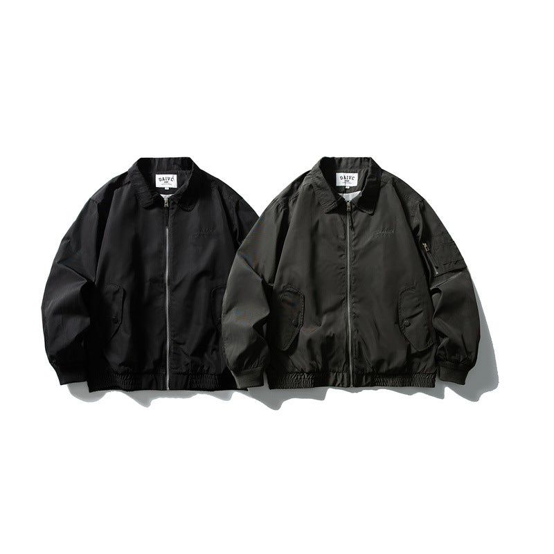 Herren Leichte Utility-Blousonjacke mit Reißverschluss, Ärmeltasche und elastischem Saum Shop Nory