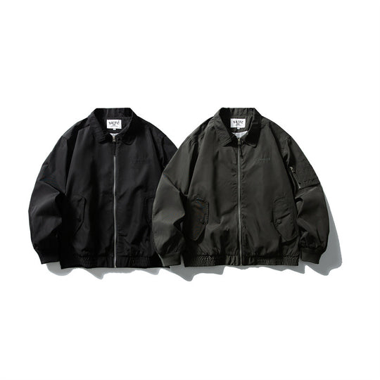 Herren Leichte Utility-Blousonjacke mit Reißverschluss, Ärmeltasche und elastischem Saum Shop Nory