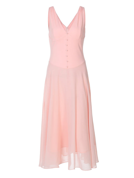 Damen Fließendes Midikleid mit dezentem Knopfdesign