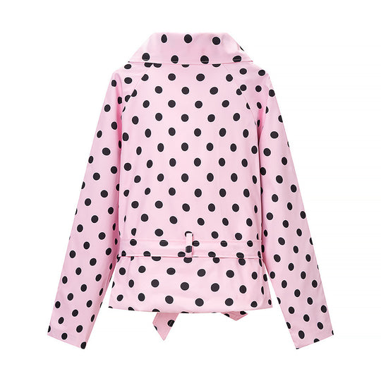 Damen Kurztrenchjacke im Polka‑Dot‑Muster, doppelreihig mit Taillengürtel Shop Nory