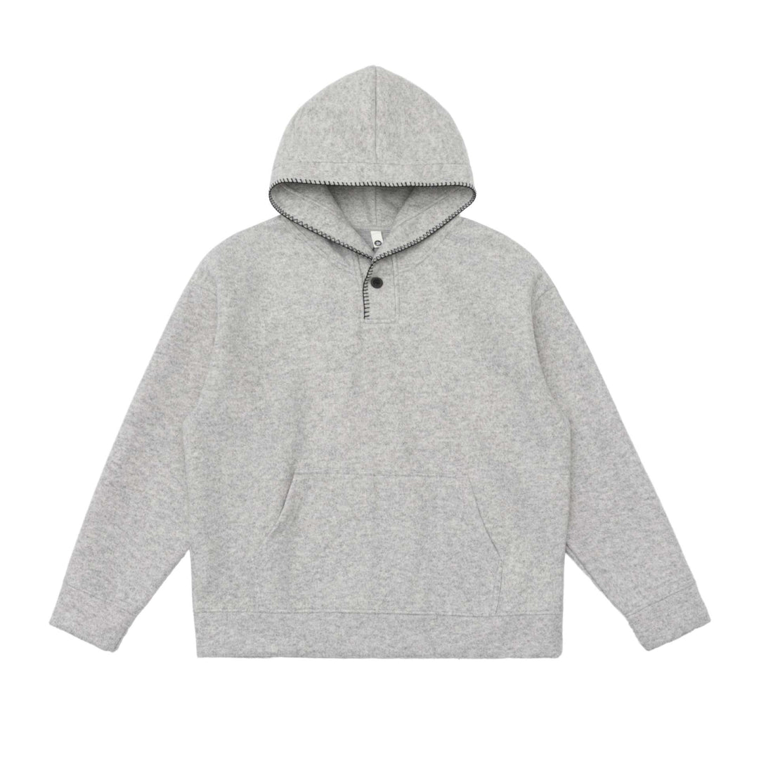 Unisex Kapuzenpullover aus Wollfleece mit halber Knopfleiste und Kängurutasche Shop Nory