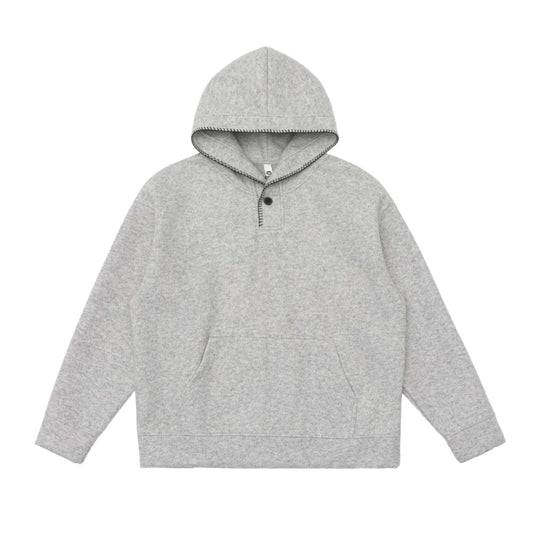 Unisex Kapuzenpullover aus Wollfleece mit halber Knopfleiste und Kängurutasche Shop Nory