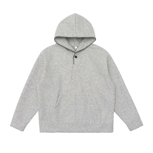 Unisex Kapuzenpullover aus Wollfleece mit halber Knopfleiste und Kängurutasche Shop Nory