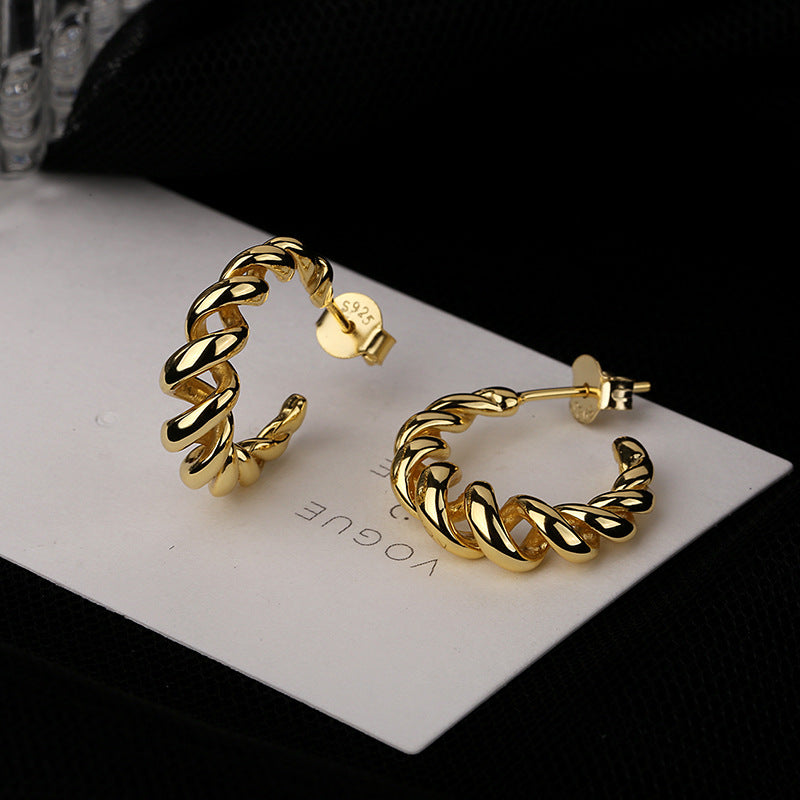 Damen Ohrringe mit modernem, spiralförmigem Design aus hochwertigem Silber Shop Nory