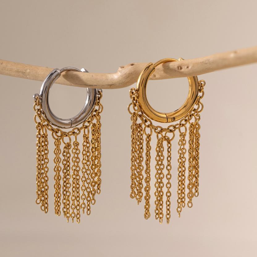 Damen Ohrhänger mit angesagtem Ketten-Design aus rostfreiem Edelstahl Shop Nory