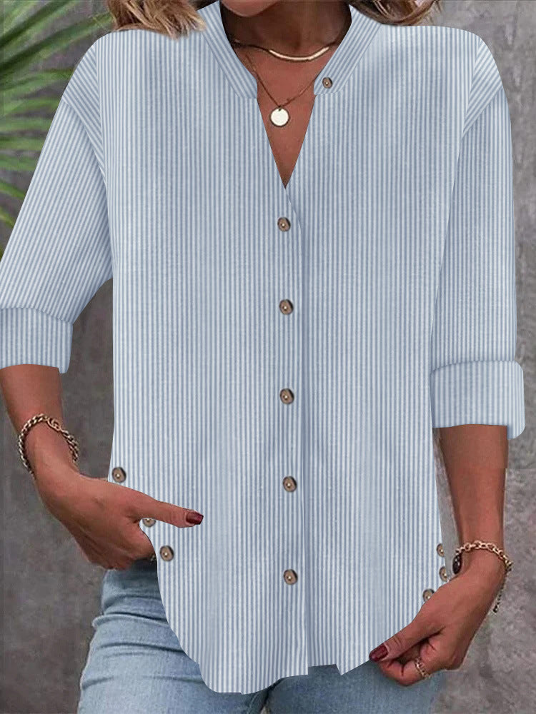 Damen Button-Down Blusenshirt mit eleganten Streifen