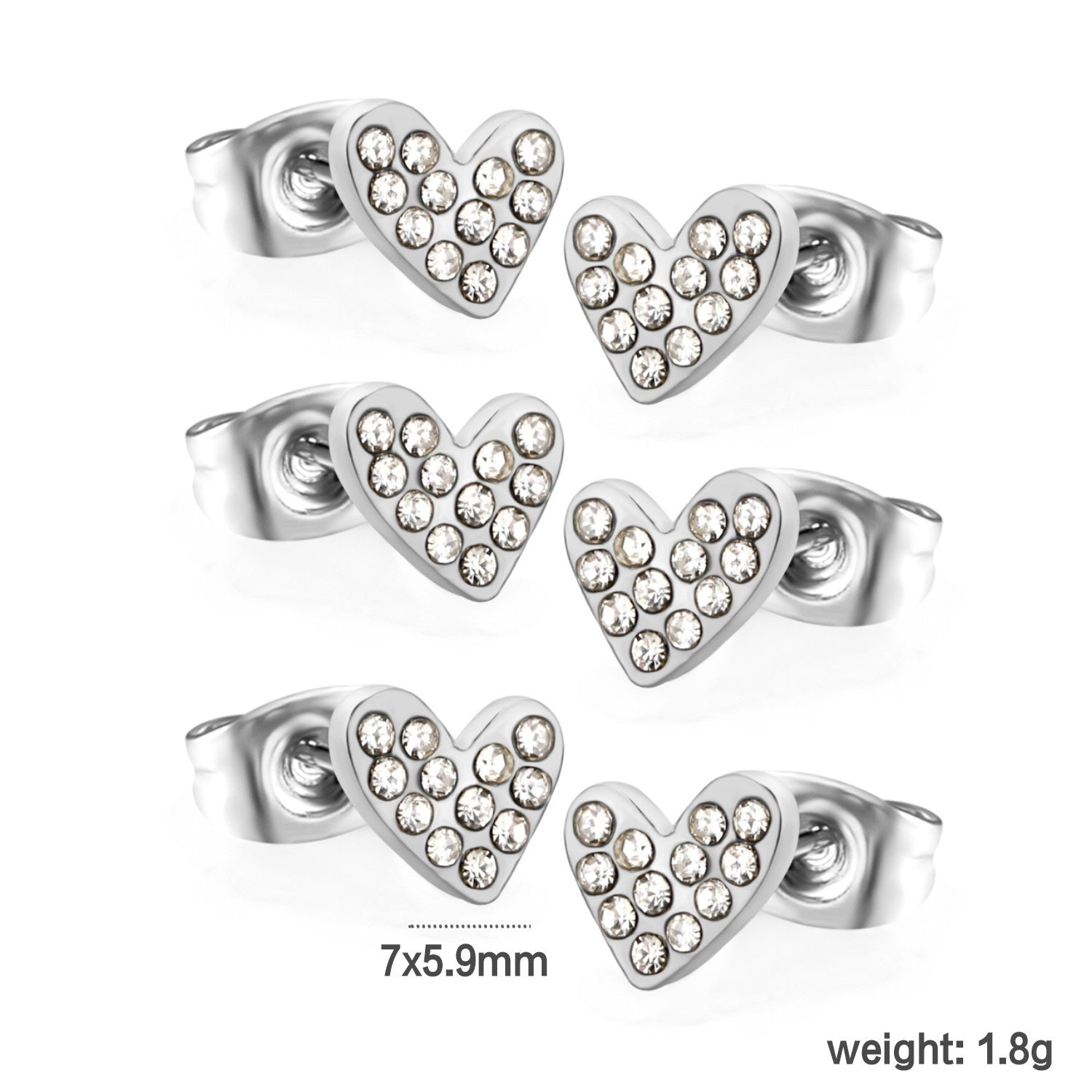 Damen Ohrstecker im herzförmigen Design mit funkelnden Zirkonia Shop Nory