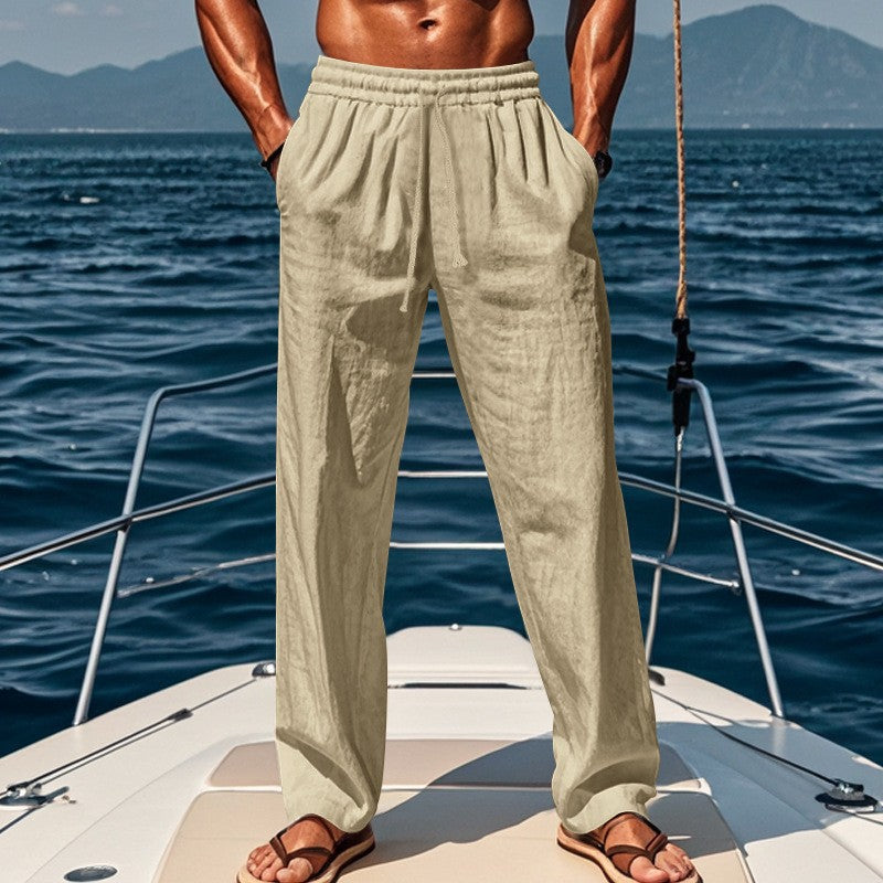 Herren lockere Leinenhose mit elastischem Bund und atmungsaktivem GewShopnorye