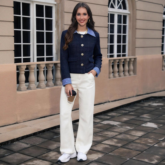 Damen Kurzjacke aus Bouclé mit integrierter Hemdkragen-Optik Shop Nory