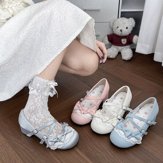 Damen elegante Mary Jane Ballerinas mit modischem Schleifenverzierung Shopnory
