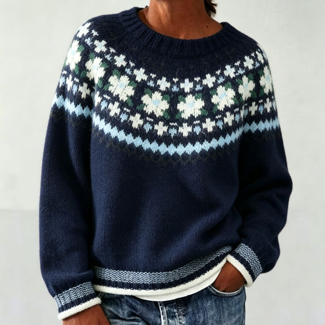 Damen Rundhalsausschnitt Norweger-Pullover mit Fair-Isle-Jacquard Shop Nory