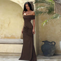 Damen Off-Shoulder Maxikleid mit eleganter Drapierung Shopnory