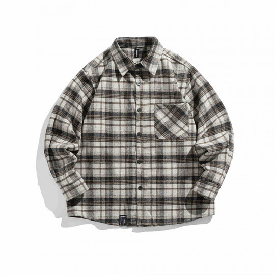 Unisex Karo-Flanell-Overshirt mit kastigem Schnitt und aufgesetzter Brusttasche Shop Nory