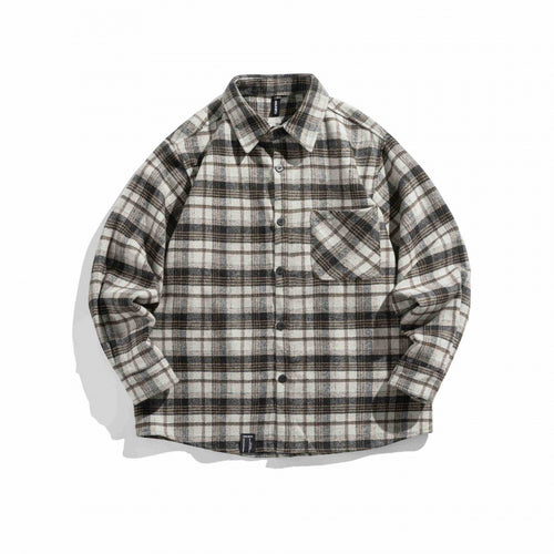 Unisex Karo-Flanell-Overshirt mit kastigem Schnitt und aufgesetzter Brusttasche Shop Nory