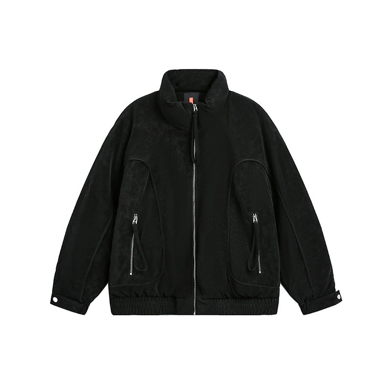 Herren Gefütterte Oversize-Bomberjacke mit Stehkragen, Reißverschluss-Taschen und elastischem Saum Shop Nory