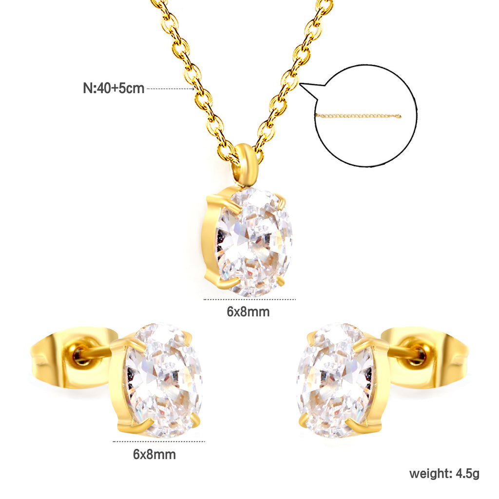 Damen Schmuckset mit elegantem Kristallanhänger und funkelnden Ohrsteckern Shop Nory