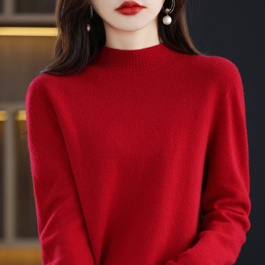 Damen Leichter Feinstrick-Mockneckpullover mit strukturierter Kragenblende Shop Nory