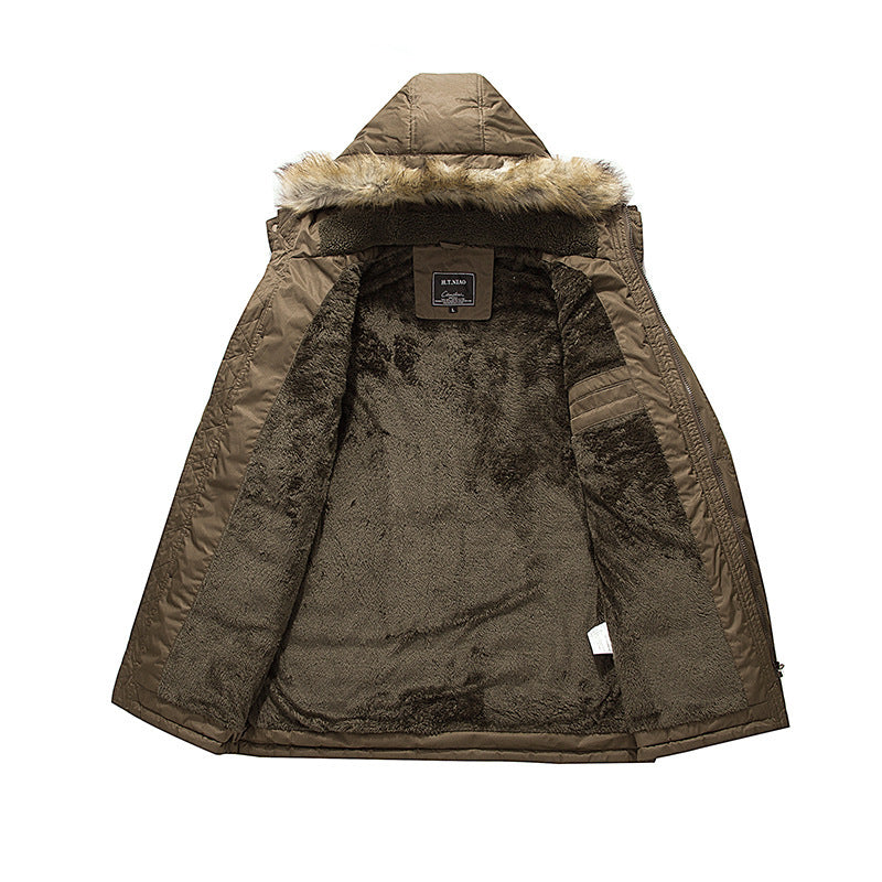 Herren urbaner Thermo-Parka mit wärmender Teddyinnenlage, Kunstfellkapuze und Mehrfachtaschen Shop Nory