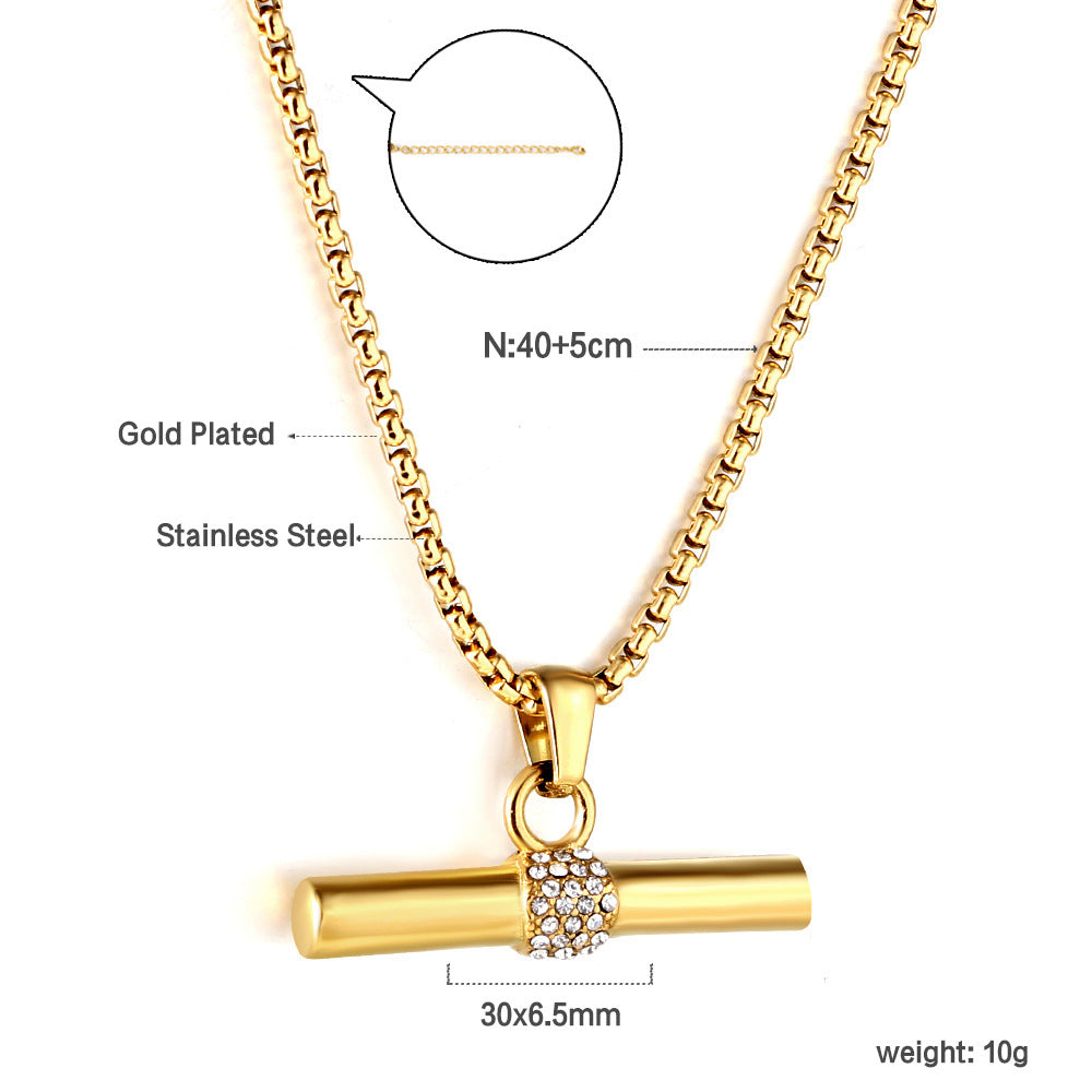 Damen Halskette mit funkelndem Anhänger aus Edelstahl und goldplattiertem Design Shop Nory