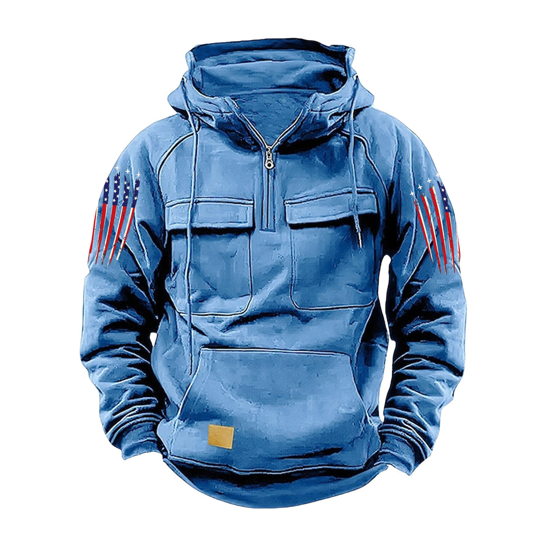 Herren nan Kapuzenpullover mit Halbzip, Cargo-Brusttaschen und Kängurutasche Shop Nory