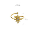 Damen Offener Ring mit floralem Design und funkelndem Stein Shop Nory
