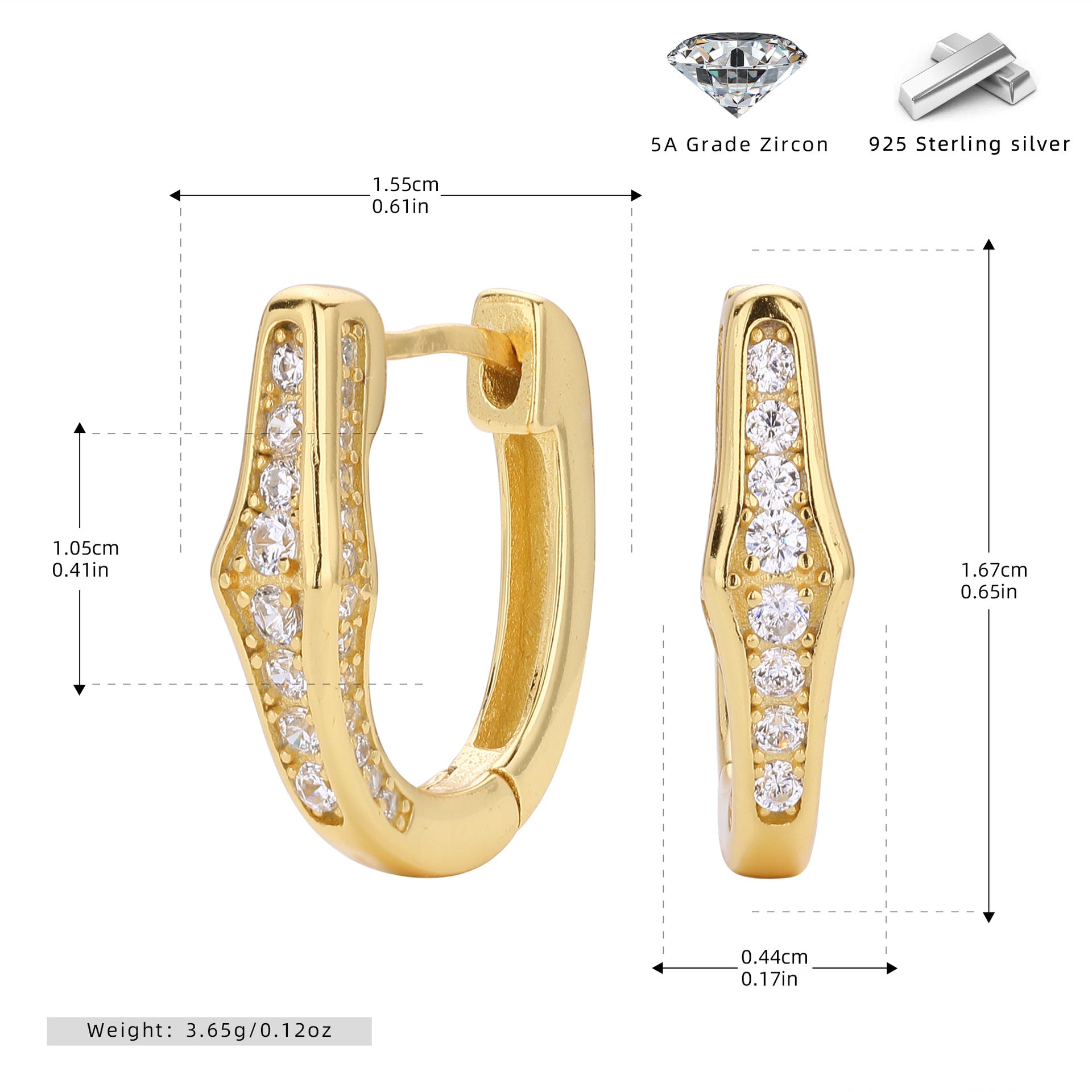 Damen Ohrhänger mit funkelnden Zirkon-Akzenten aus 925 Sterling Silber Shop Nory