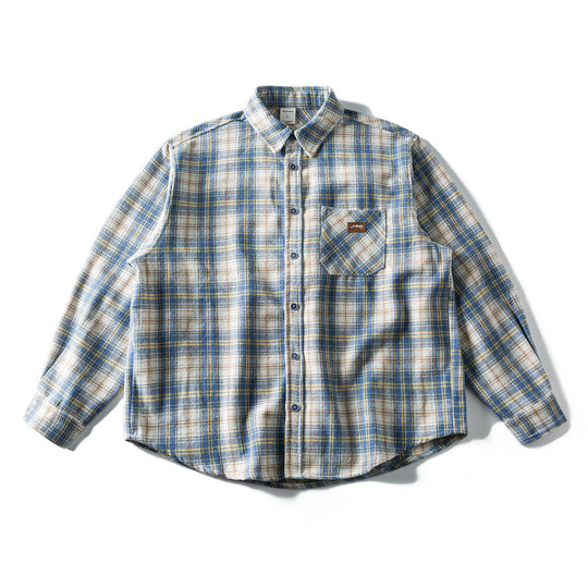 Unisex Lockeres Karomuster-Flanellhemd im Overshirt-Stil mit abgerundetem Saum Shop Nory