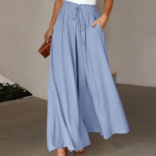 Leichte Damen Leinenhose mit Weitem Bein für Frühling und Sommer
