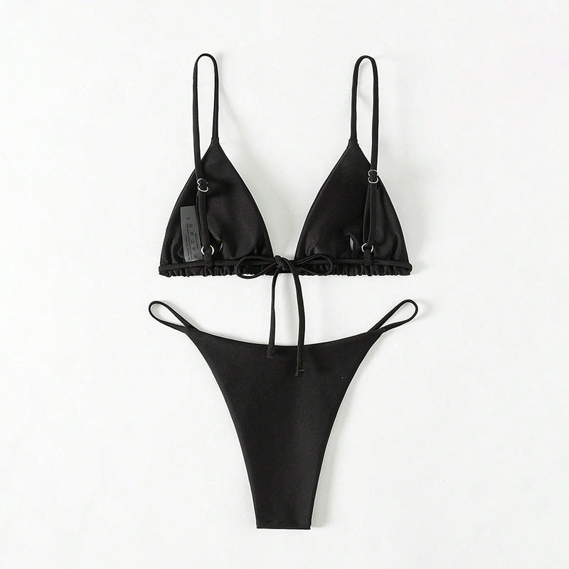 Damen trendiger Bikini mit Triangle-Oberteil und minimalistischem Unterteil Shopnory