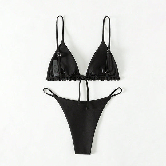Damen trendiger Bikini mit Triangle-Oberteil und minimalistischem Unterteil Shopnory