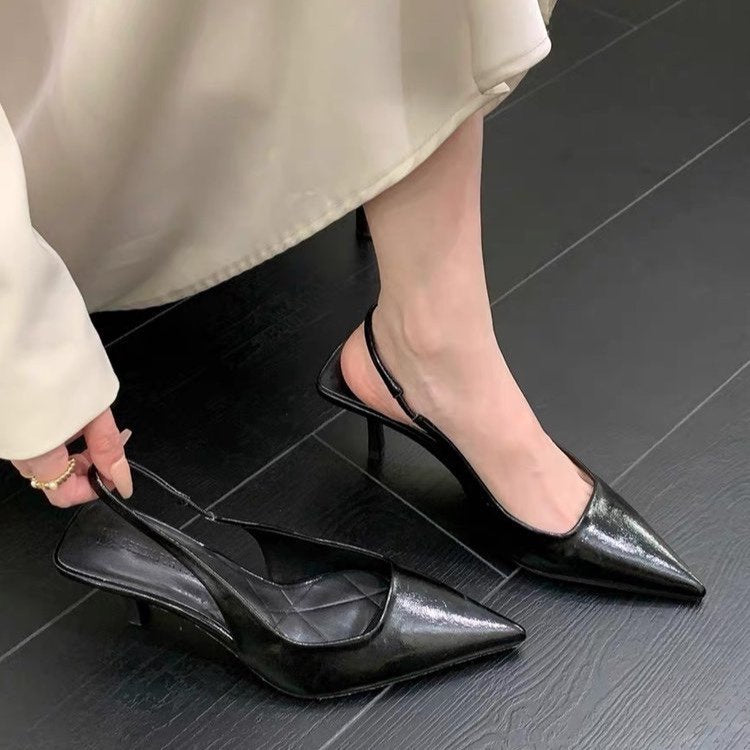 Damen Slingback Pumps aus hochwertigem Metallic-Leder