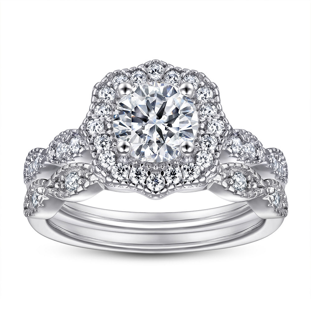 Damen Verlobungsring mit quadratischem Hauptstein und feinem Zirkonia-Besatz Shop Nory