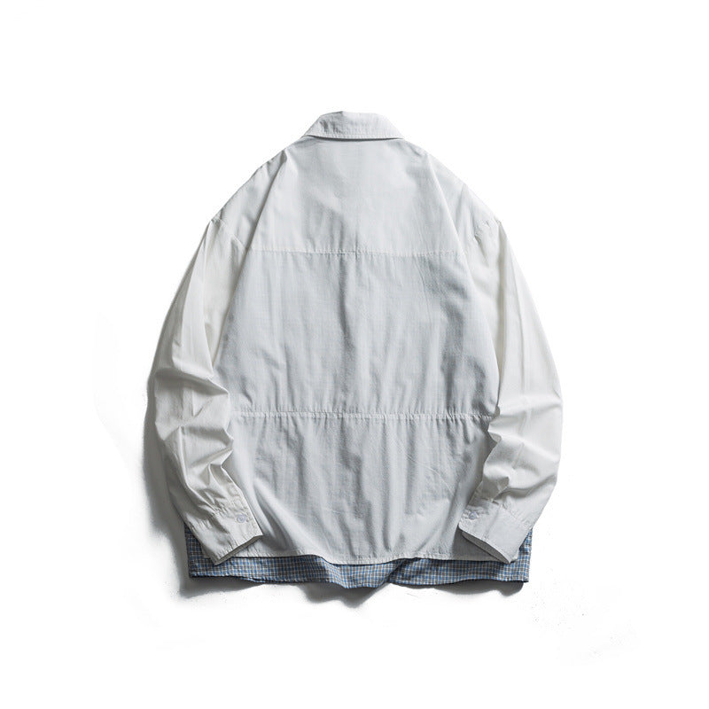 Herren Lagenlook-Overshirt mit aufgesetzten Fronttaschen, lockerer Passform und kariertem Untertritt Shop Nory