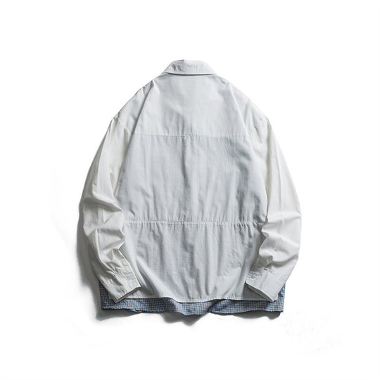 Herren Lagenlook-Overshirt mit aufgesetzten Fronttaschen, lockerer Passform und kariertem Untertritt Shop Nory
