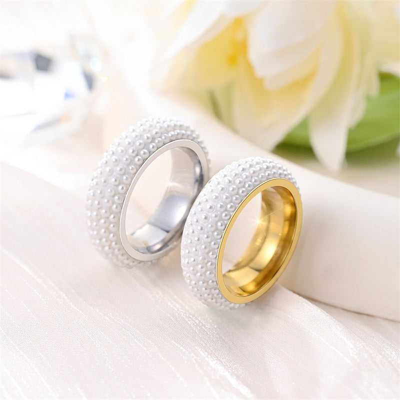 Damen Ring mit luxuriösem Perlendesign und hochwertiger Goldoberfläche Shop Nory