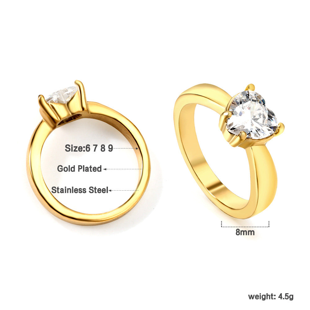 Damen Ring mit brillantem Zirkonia und eleganter Edelstahlfassung Shop Nory