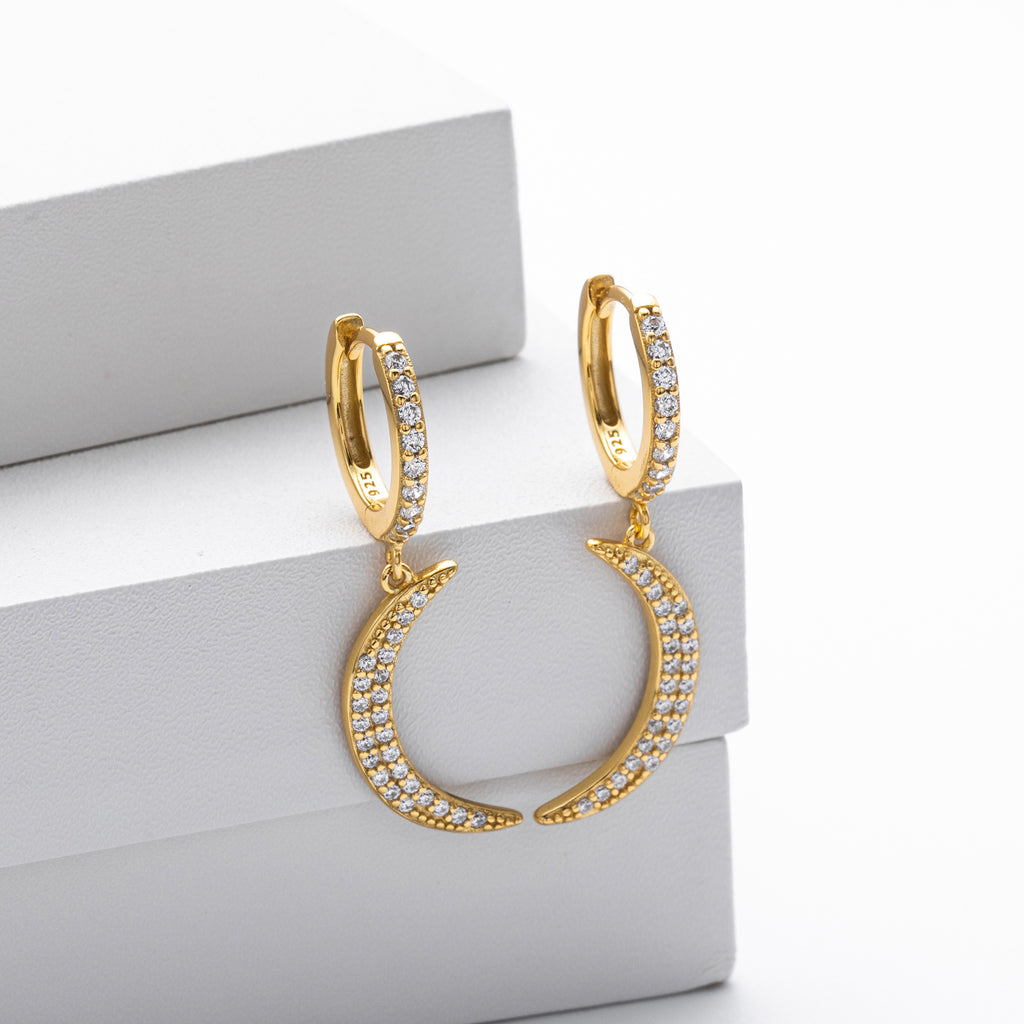 Damen Ohrhänger mit funkelndem Mondmotiv und hochwertigem 925 Sterling Silber Shop Nory