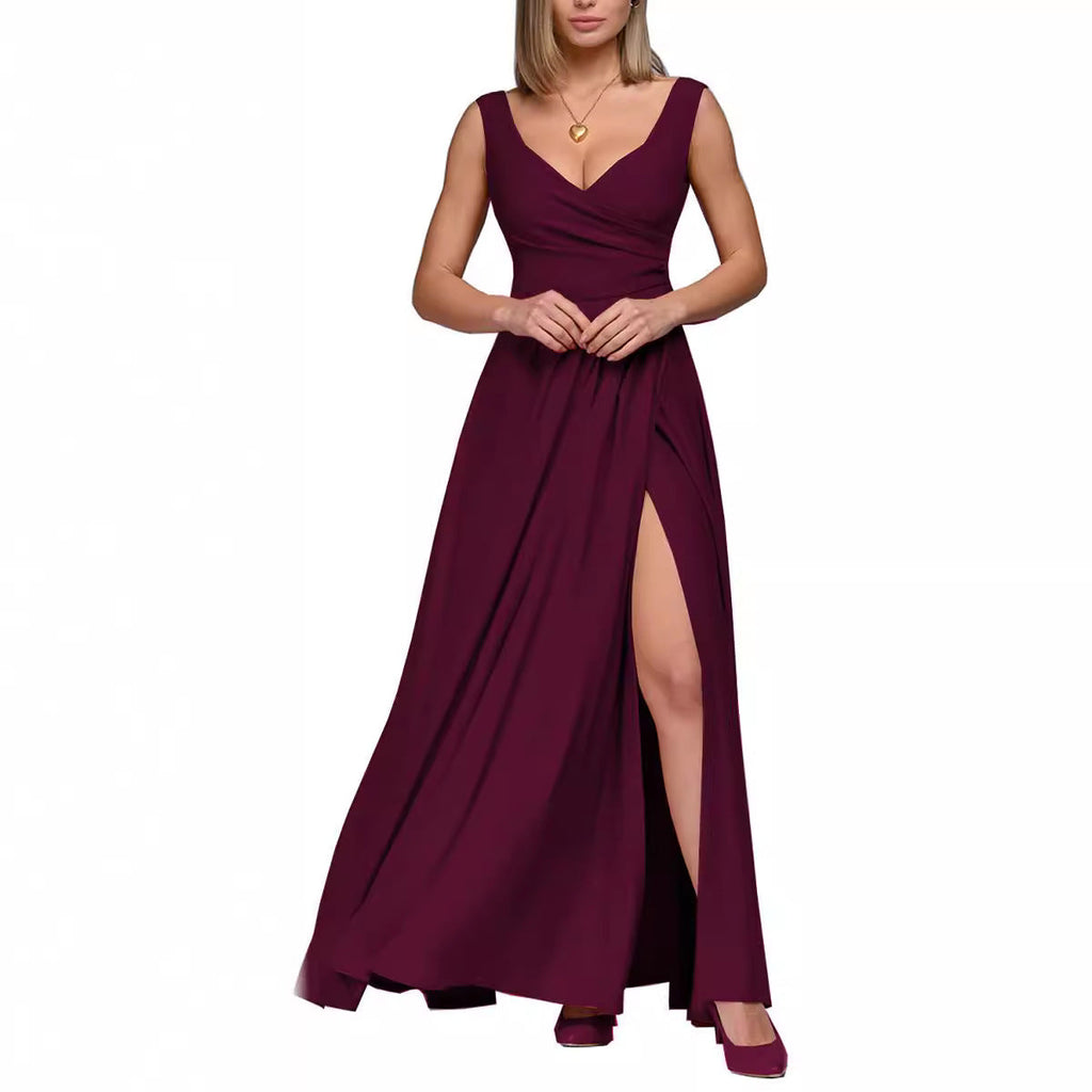 Damen Maxikleid mit elegantem Wickeldesign und seitlichem Schlitz