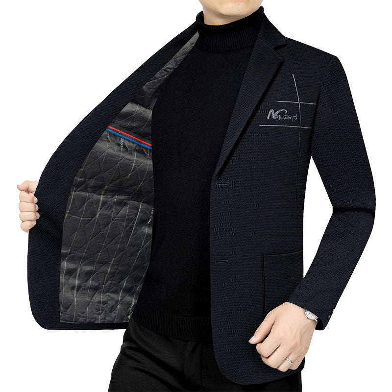 Herren elegantes halbgefüttertes Struktur-Sakko mit gesteppter Thermo-Innenfütterung und aufgesetzten Taschen Shop Nory